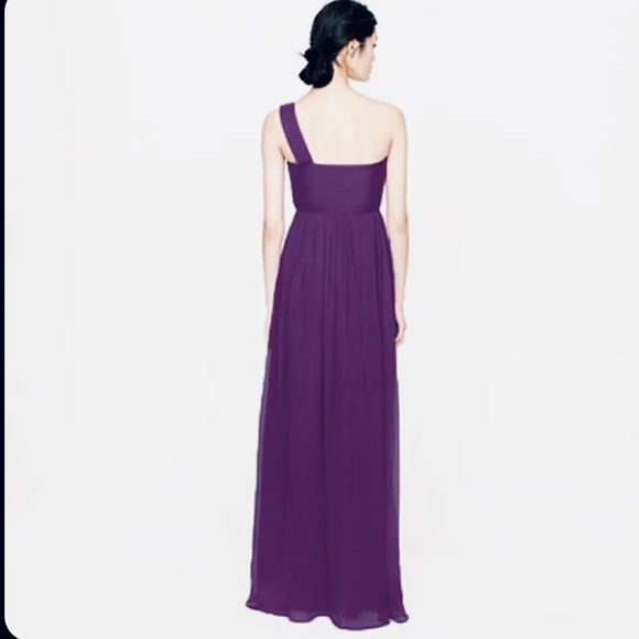 J. Crew One Shoulder Long Gown Plum Silk Dress - Picture 4 of 8
